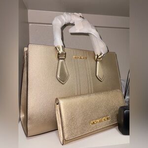 Michael Kors Metallic Gold 2-Way Bag & Wallet